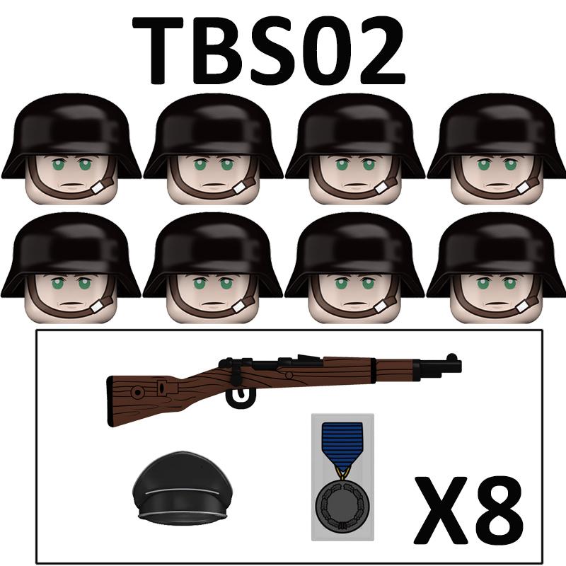 Non-Toxic Military Ww2 German Soldiers Figures Building Blocks Camouflage Army Infantry Officer Hat Helmet Weapons Bricks Toys For Kids