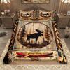 Homewish Rustic Farmhouse Lodge Cabin Duvet Cover Set 2pcs/3pcs, Moose Deer Bear Bedding, Woodland Animal Comforter Cover Set
