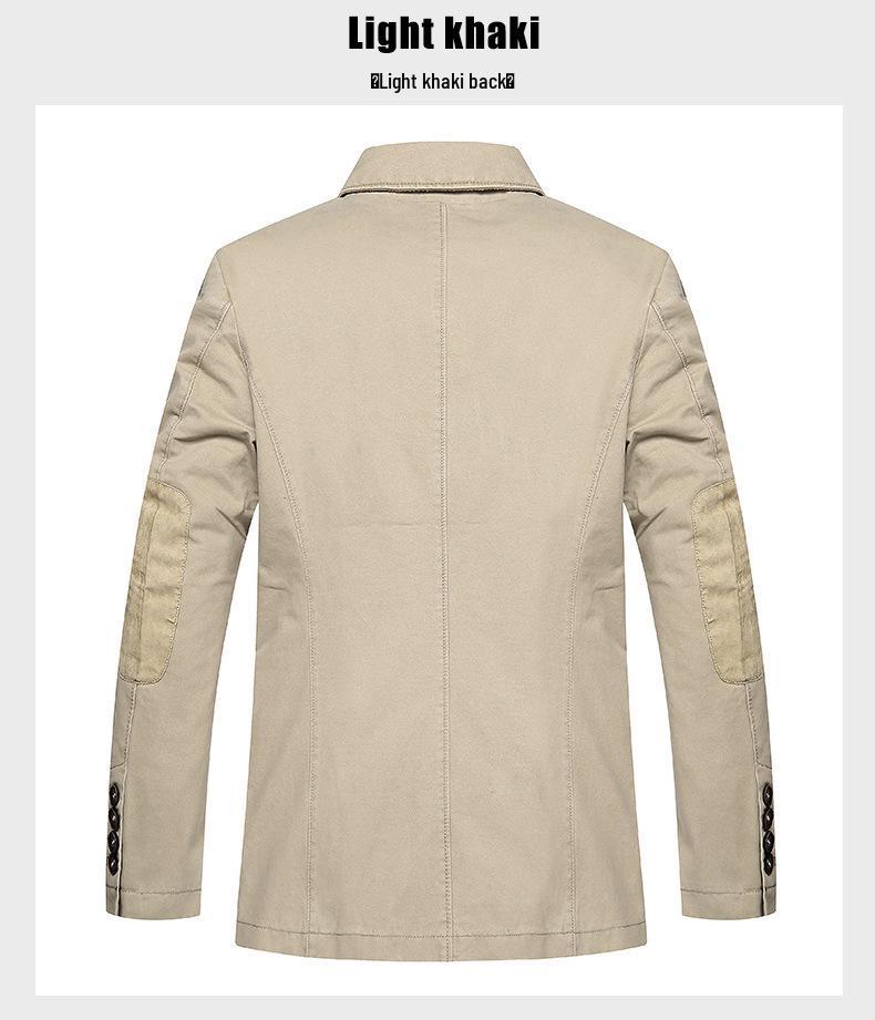 Men's Casual Water-Washed Cotton Suit Jacket - Spring/Autumn, Thin Fit