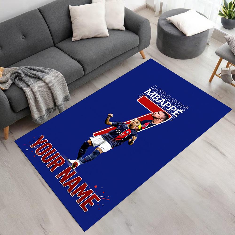 Mbappé Personalized Text Area Rug Perfect for Study Room Dormitory Hallway Balcony Antislip Carpet Decorate Offices Gift for Festivals