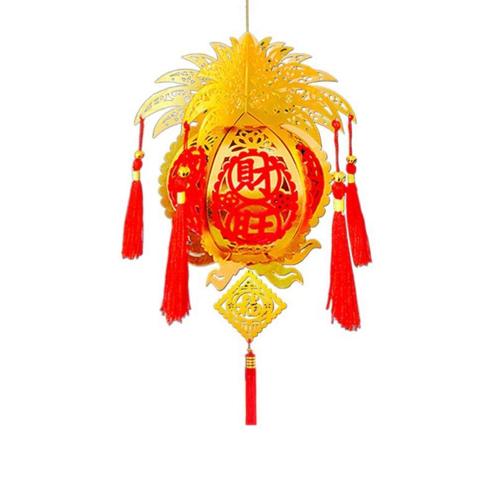 Lint/Gold Foil Spring Festival Red Lantern 3D Spring Festival Hanging Pendant  Party