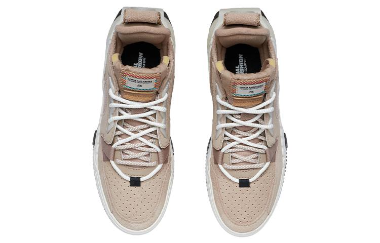 Li Ning Enlightenment Textile, Synthetic Leather, Split Suede Slip Resistant, Abrasion Resistant, Lightweight Mid Top AGCR448-1