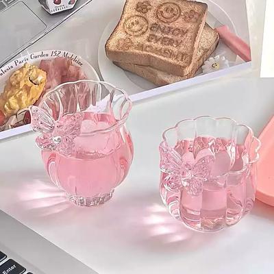 Copa Mariposa de Vidrio de Borosilicato Alto Hecha a Mano Copa Narciso Creativa Transparente Taza de Té Resistente al Calor Taza para el Hogar Copa Loto