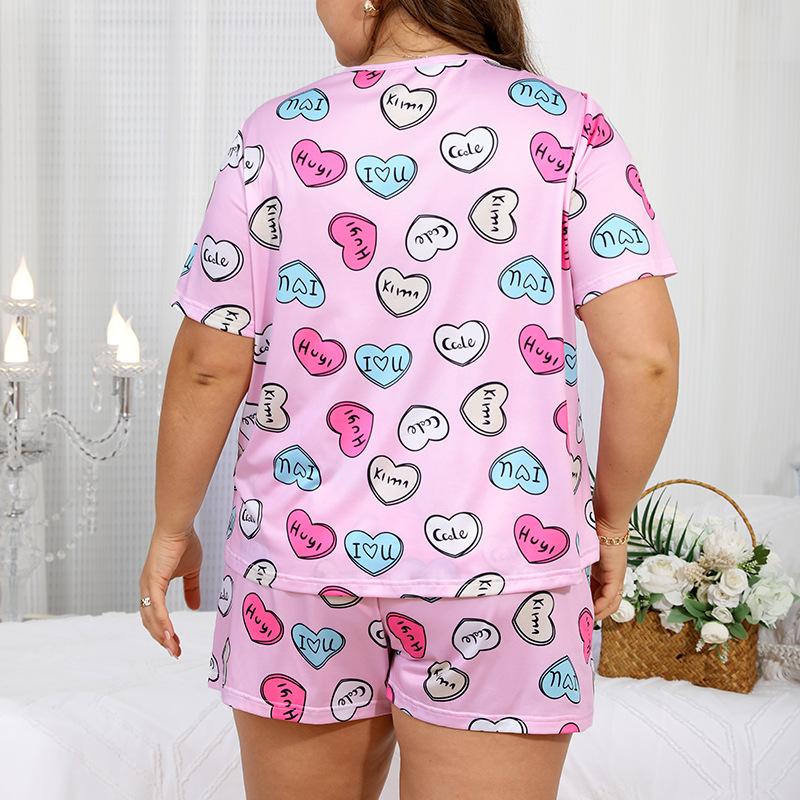 Plus Size Pajamas Women's Short Sleeve Round Neck Loose Homewear
