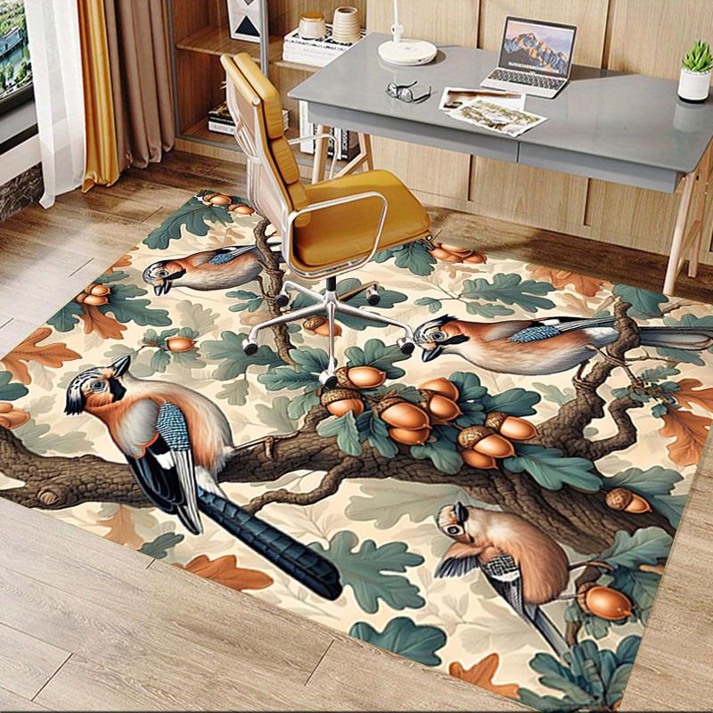 1PC Birds Acorns Non-Slip Floor Carpet Compatible for Office&Living Room&Bedroom&Dining room - Flat- Soft & Pattern, Vibrant Colors-W254