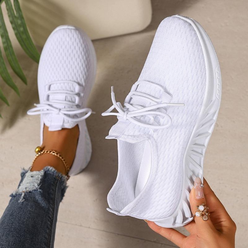 Shoes Women's Summer New Comfortable Women's Sports Shoes Mesh Breathable Lace-up Soft Sole Casual Fashion Women's Single Shoes