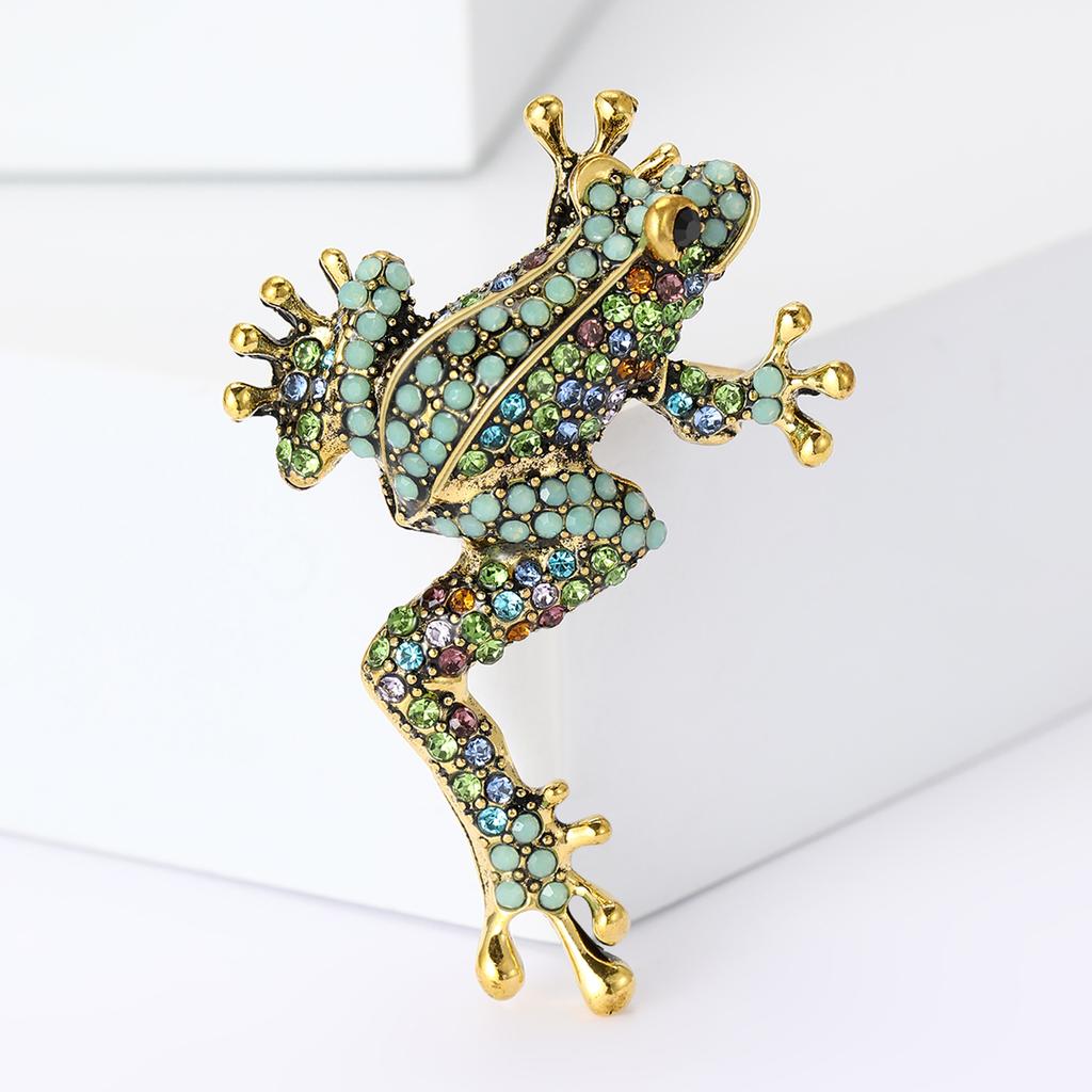 Retro Simple Alloy Rhinestone Long Leg Frog Brooch Temperament Personality Men'S And Women'S Clothing Corsage Jewelry Animal Pin