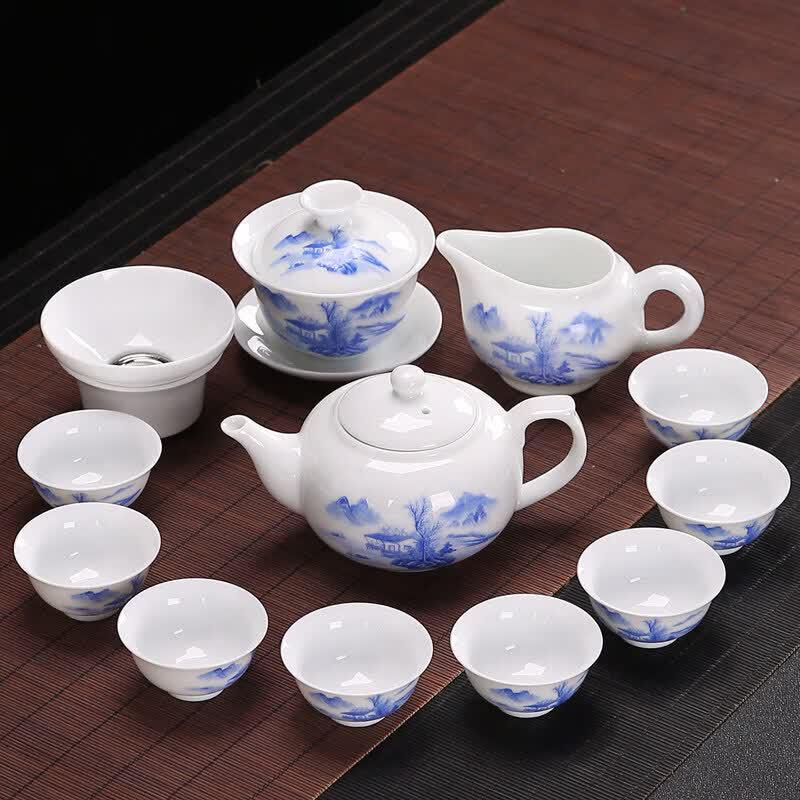 Dehua White Porcelain Kung Fu Tea Set with Auto Water Supply