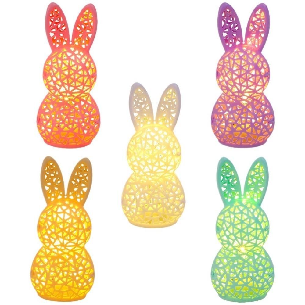 Cartoon 3D Printed Easter Rabbit Lamp Cute Lightweight Easter Atmosphere Light Plastic LED Easter Bunny Ornament