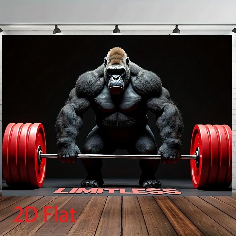 1 Large Gorilla Weightlifting Background Banner - Durable Polyester No Power Required Suitable for Gyms Parties 150X100