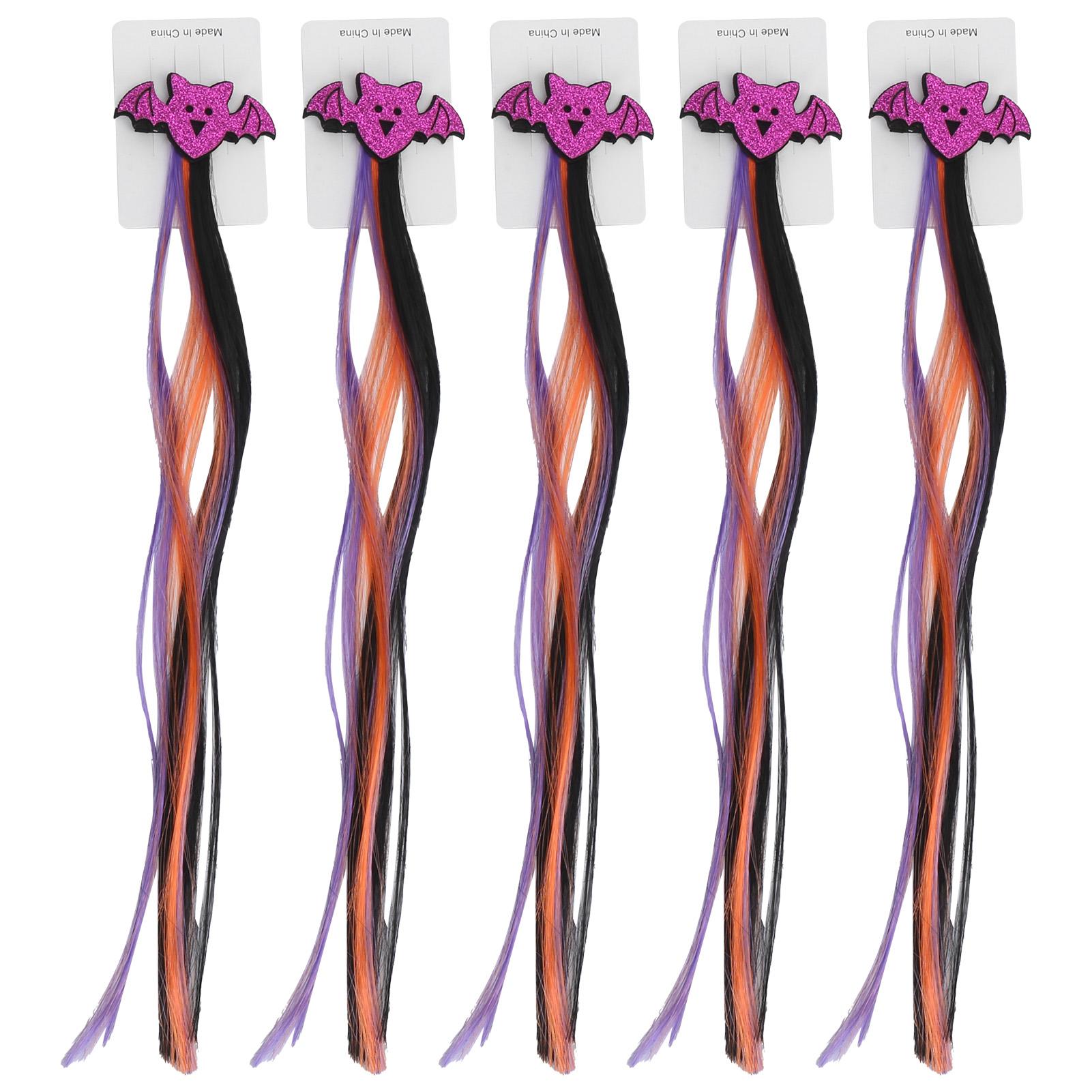 

5 шт. цветных накладных волос стильные декоративные аксессуары на Хэллоуин для девочек и женщин Purple Bat