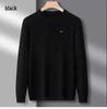 Men's American Tommy Wool Round Neck Thickened Cashmere Sweater - Casual Solid Color Knit Pullover