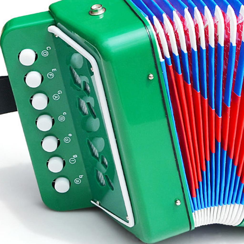 Accordion Toy Children Accordion Musical Instrument 2 Bass 7 Keys for Kids Infant Green