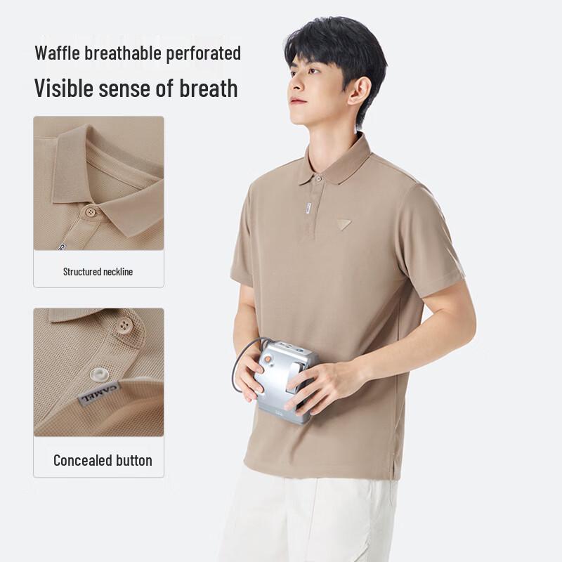 CAMEL Men's Waffle Knit Cooling Polo Shirt