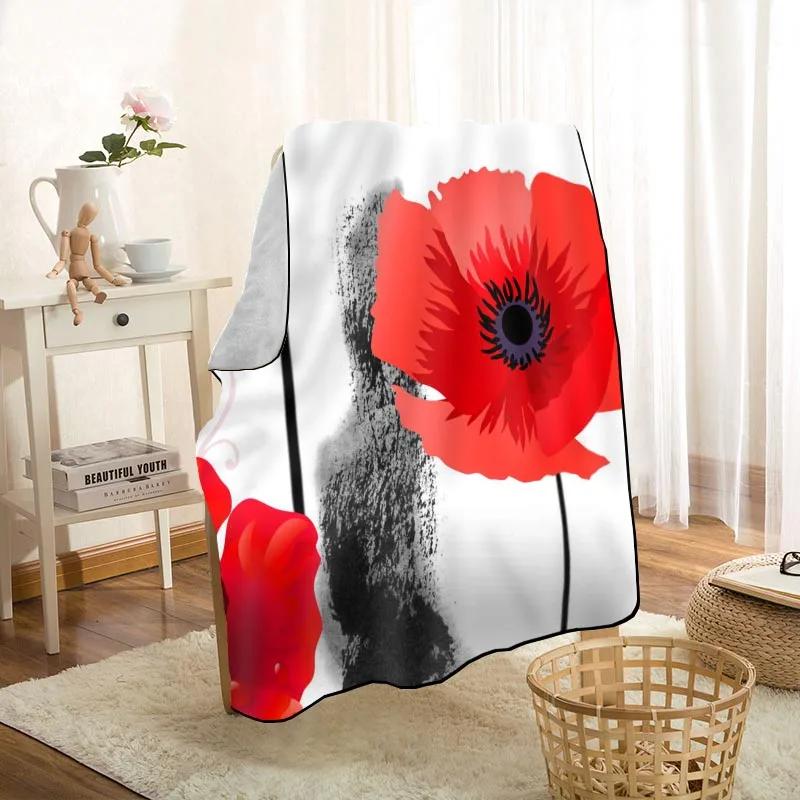 New Arrival Poppies Flower Blankets Printing Soft Blanket Throw On Home/Sofa/Bedding Portable Adult Travel Cover Blanket