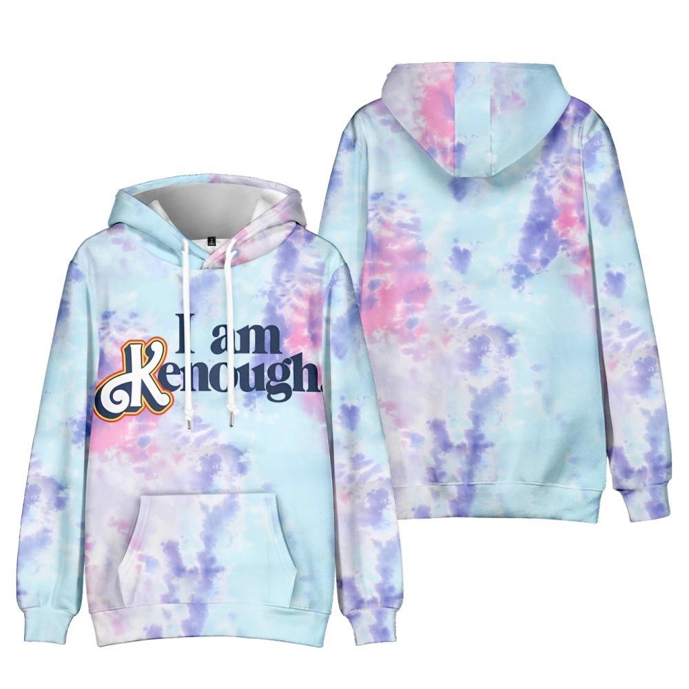 

I Am Kenough Hooded for Adult Tie Dye Streetwear Толстовка I Am Enough Унісекс пуловер з капюшоном з принтом літер XS