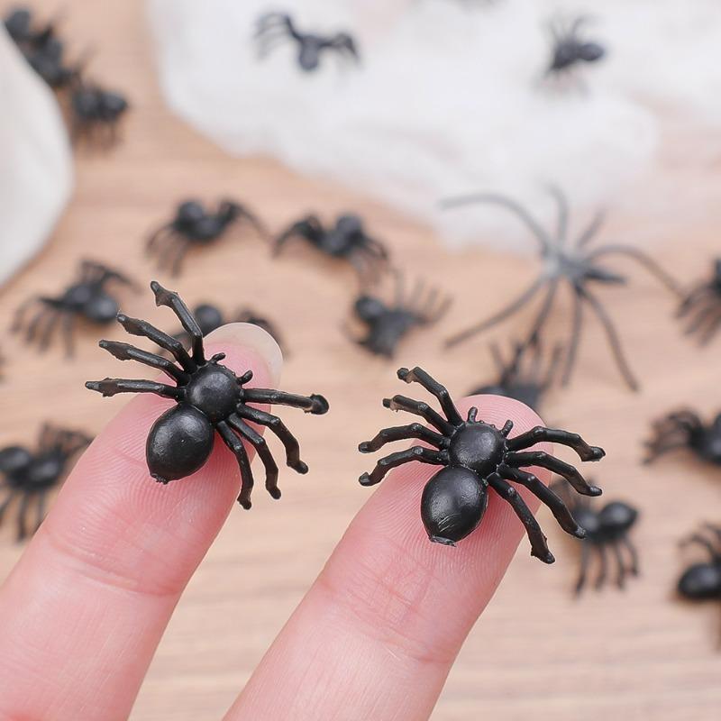 50/1000Pcs Realistic Spider Halloween Christmas Decoration Plastic Mini Spider Black Haunted House Cake Top Decorations Toys