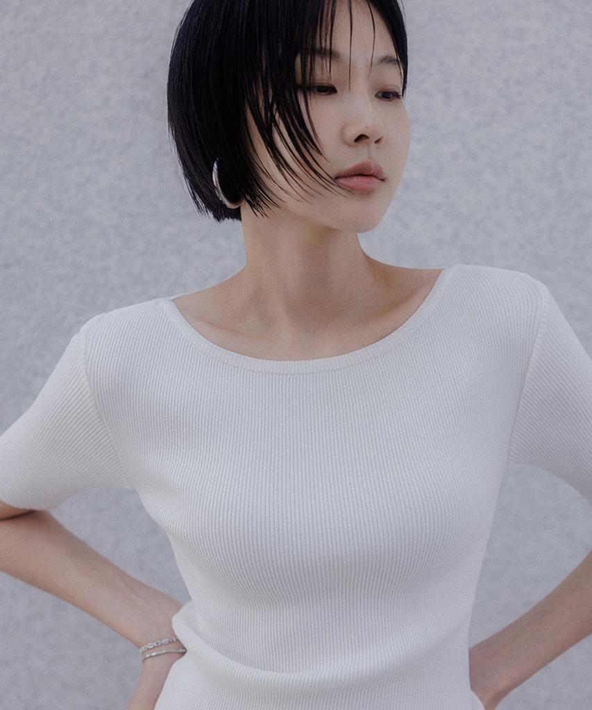 Memua Monet Boat Neck Half Sleeve Knit