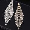 Silver Needle Rhinestone Tassel Earrings: Light Luxury, Geometric Design, Fashionable & Exquisite Studs for Women