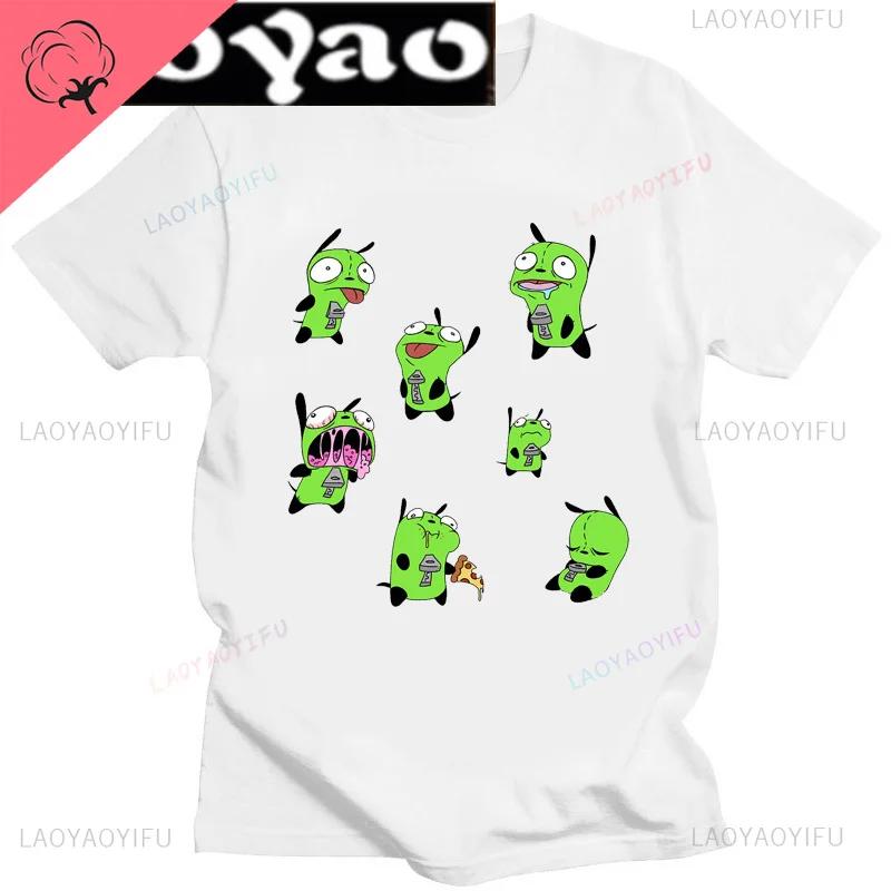 Lustiges Invader Zim Invader Gir Grafik T-Shirt Bild Männer Frauen Baumwolle Camisetas Cartoon Retro Baumwoll-Tees Liebliche Streetwear Oberteile