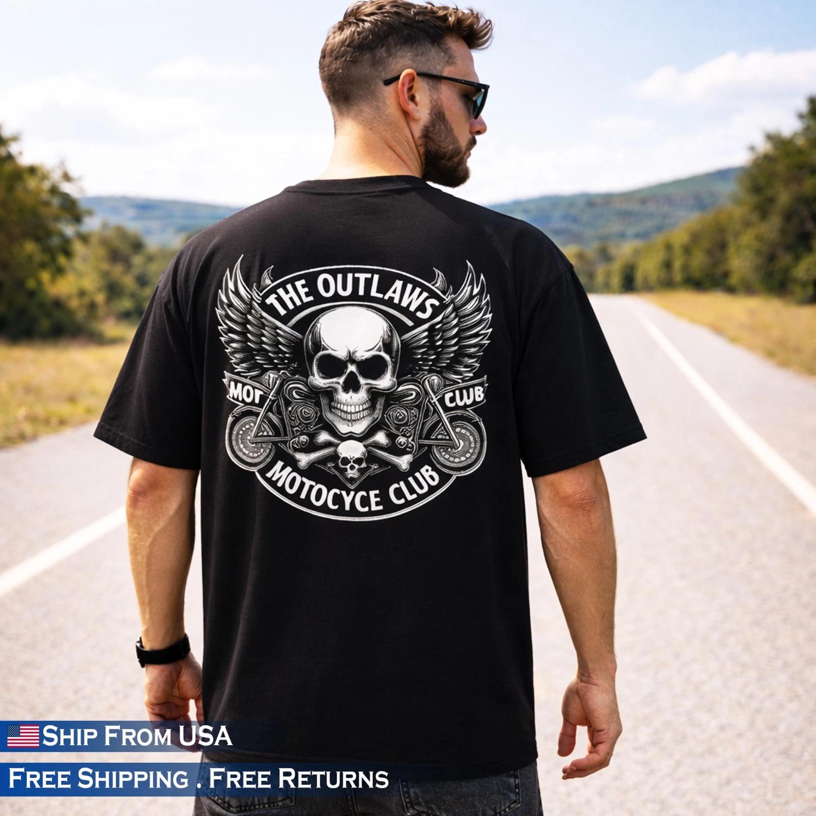 

Men Skull Print T-Shirt Black Biker Graphic Tee Loose Fit Streetwear Rider Gift XL