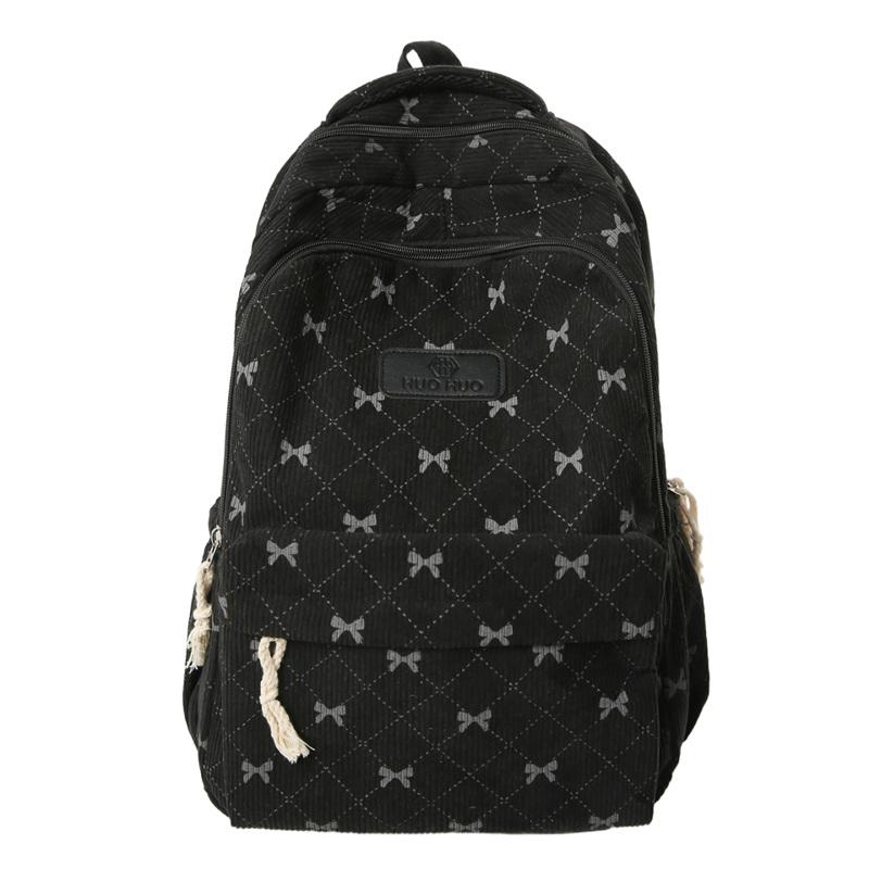 Rucksack Cord Schultasche Schleife bedruckt Leichtgewicht Großes Fassungsvermögen Reise-Rucksack