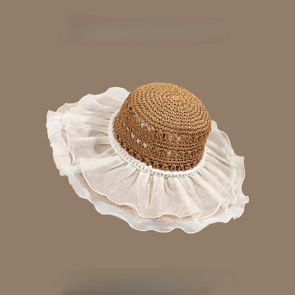 Summer French Flat Top Straw Hat Straw Top Hat Big Brim Sun Hat Seaside Vacation Sun Hat New Sun Protection Hat