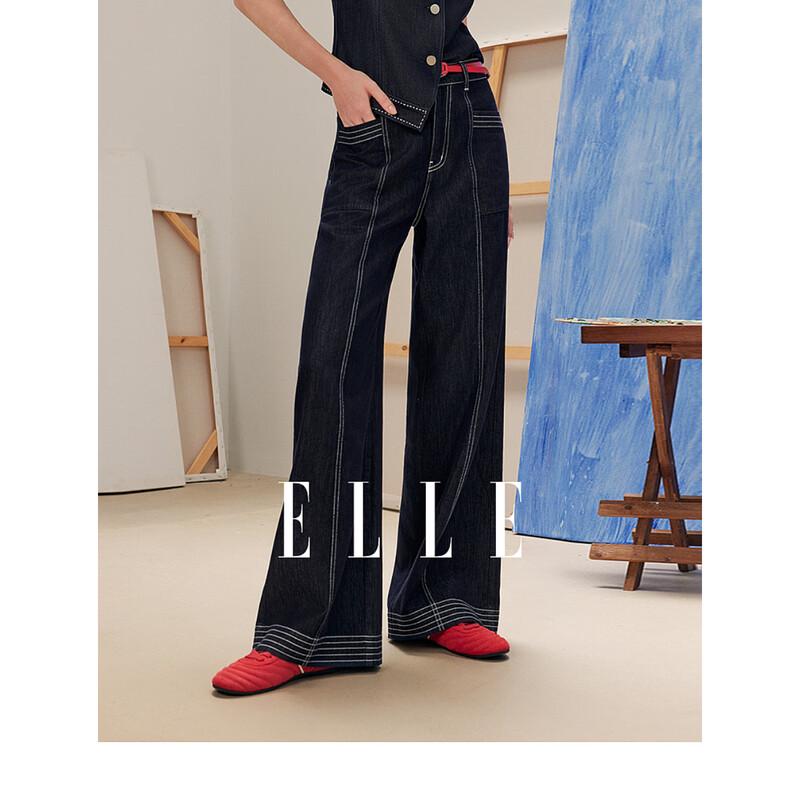 

ELLE Women s Lyocell Wide-Leg Denim Pants M