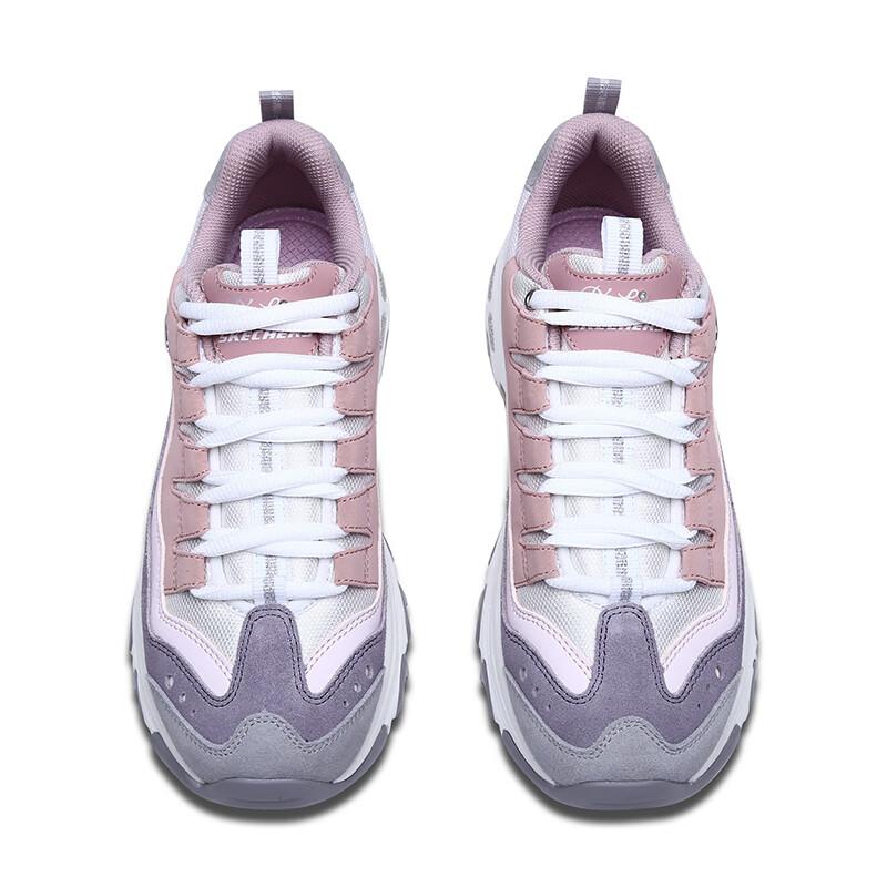 Skechers DLites Comfortable Versatile Durable Breathable Low-Top Casual Shoes Women Sneaker Pink Gray White 13141-PKPR