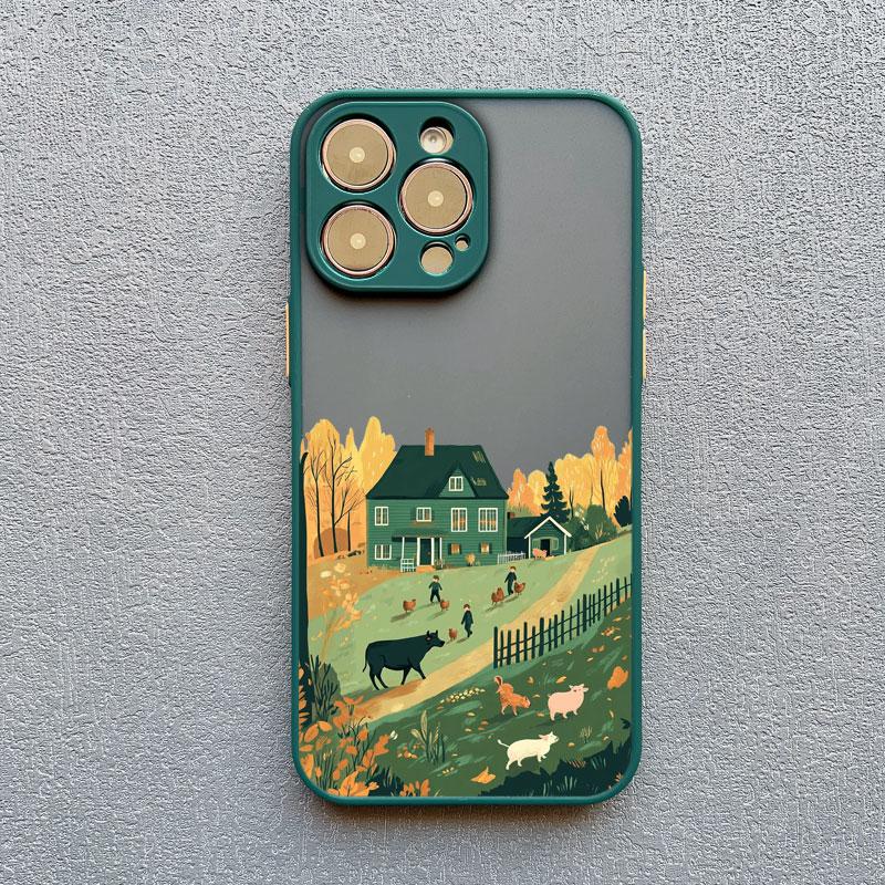 

Rural Farm Scenery Phone Case For iPhone 17 16 15 11 12 14 13 Pro Max Mini X XS XR 7 Plus 16E Air Shockproof Hard Matte Cover iPhone 7