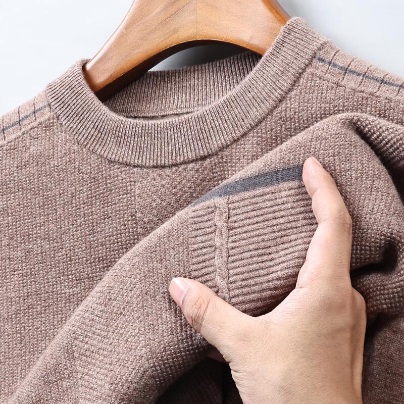 Hengyuanxiang Men's Pure Wool Round Neck Sweater