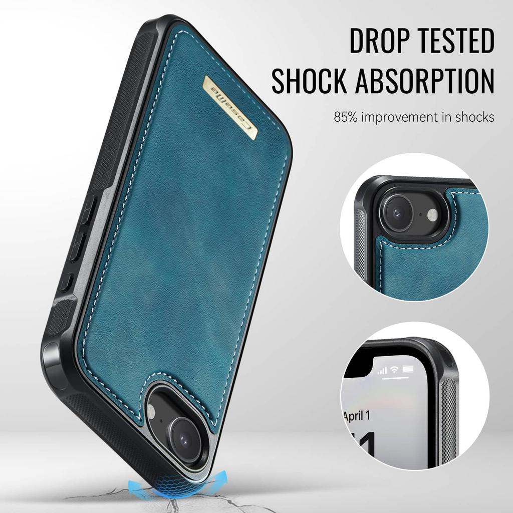 For iPhone 17e Magnetic Wallet Case 2-in-1 Detachable RFID Blocking Card Holder Kickstand Shockproof PU Leather Flip Cover