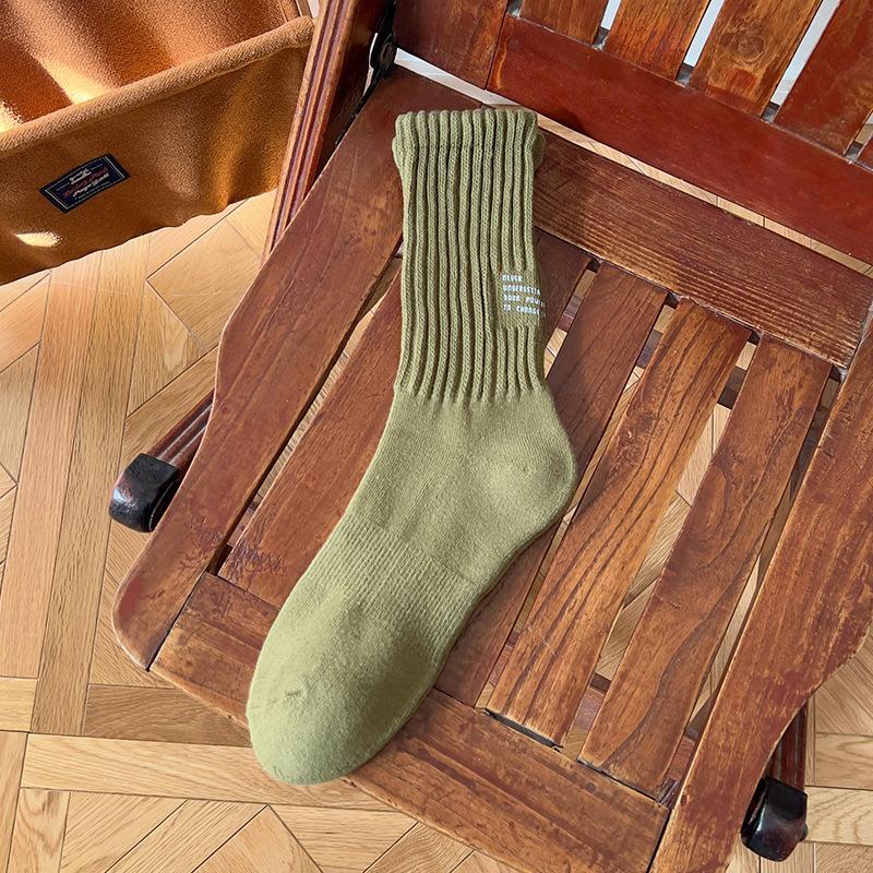 Men's Autumn and Winter Trends Add Velvet and Thick Warm Solid Color Tube Cotton Socks