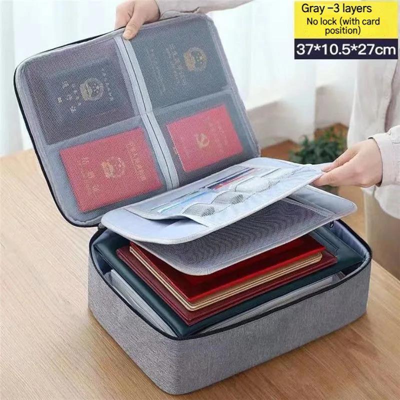 Multifunctional Briefcase Office Waterproof Document Storage Bag Business Trip Bank Card Passport Organizer Travel Accessory