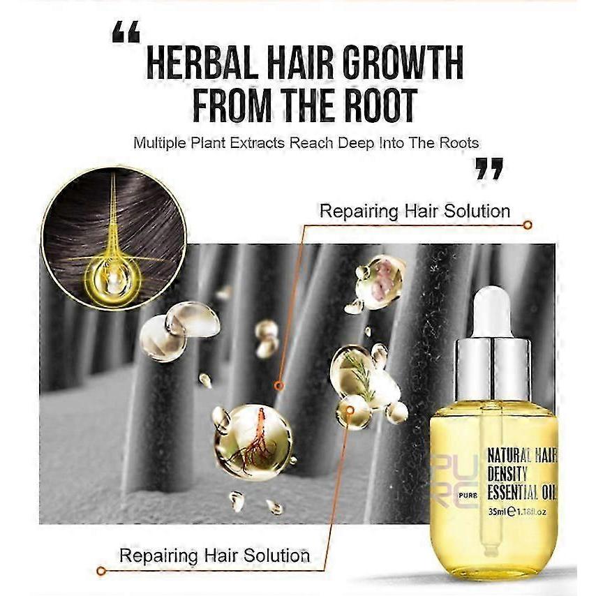 3pcs PURC Natural Hair Growth Essence Thickener Ginger Regrowth Serum Treatments Oil