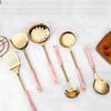 7PCS Stainless Steel Cooking Utensils Set Ceramic Handle Kitchen Spatulas Spoons Set Pink and Gold