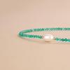 [Koai] 3mm Cut Green Agate Freshwater Pearl Power Stone Necklace for Women