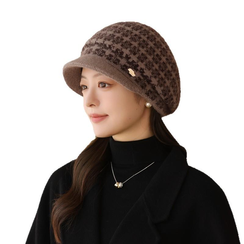 Autumn And Winter Middle-Aged And Elderly Hats, Female Mother Hats, Fleece Thickened, Warm Ears, Cold Protection, Old Lady Knitted Rabbit Fur Hats