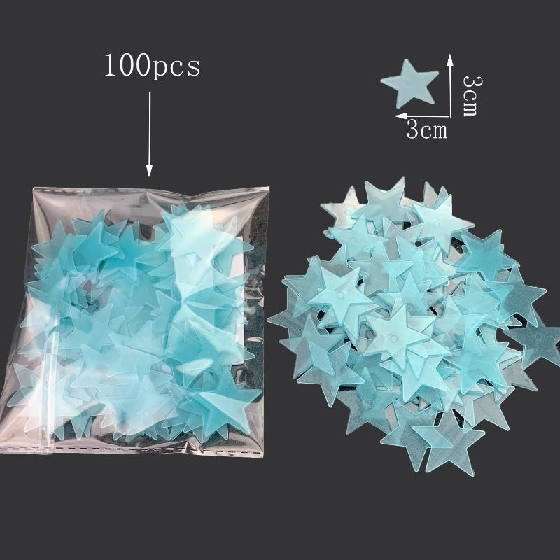 100 Stück Leuchtende Stern Wandaufkleber Geeignet für Schlafzimmer, Fenster, Decke Wanddekoration Schafft Exklusive Sternenhimmel Wände
