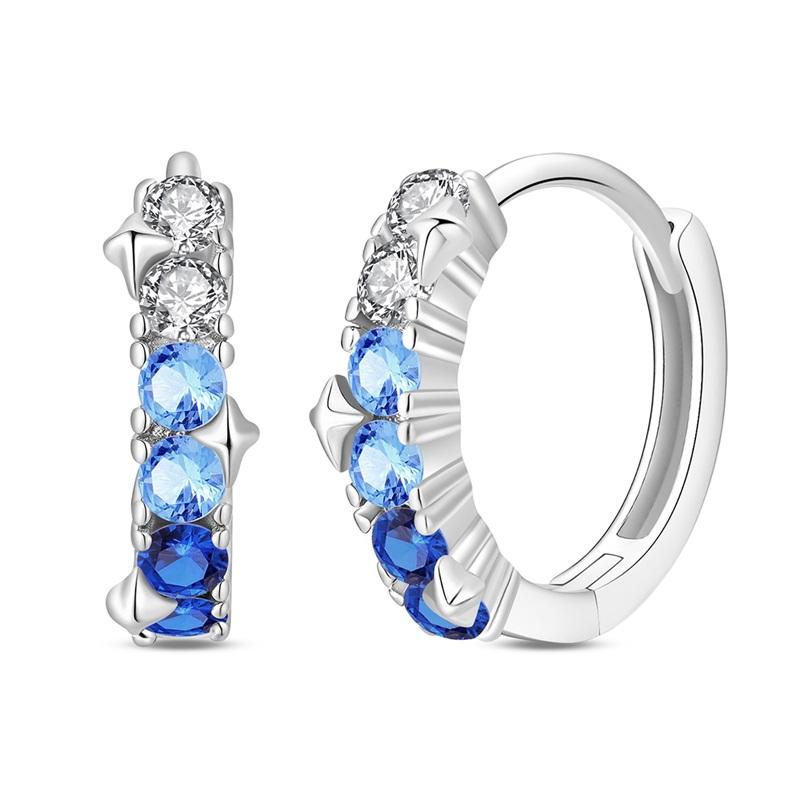 925 Silber Blauer Zirkon Traumfänger Feder Stern Mond Niedliche Kralle Creolen Für Damen Feiner Geburtstagsschmuck Geschenke