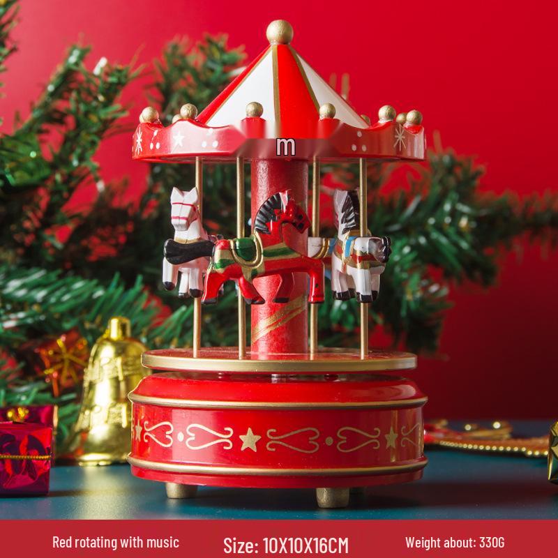 

Деревянная музыкальная шкатулка-карусель - Рождественский и подарок на день рождения для детей, креативное украшение для дома