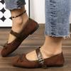 Fashion Women's Ballet Flats Spring Autumn Leopard Print Mary Jane Shoes Fashion Square Toe Ladies Comfort Soft Sole Flats Shoes