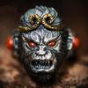 Sun Wukong Retro Silver & Gold Plated Openable Ring - Men's Domineering Index Style
