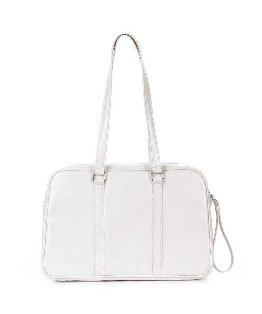 Nick&Nicole Crystal Leather Boston Bag_Cream