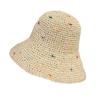 Chapeau d'été anti-UV à large bord Vacances à la plage Chapeau de paille de plage Étoiles colorées Tissage Chapeau de pêcheur Chapeau de pêcheur