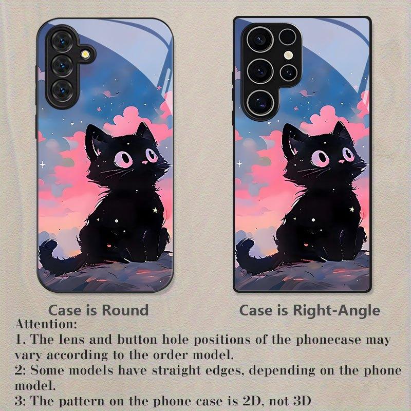 Phone Case Glass TPU PhoneCase for Samsung Galaxy S26 S25 S24 S23 S22 S21 FE Ultra Plus Dropresistant Cartoon Cat