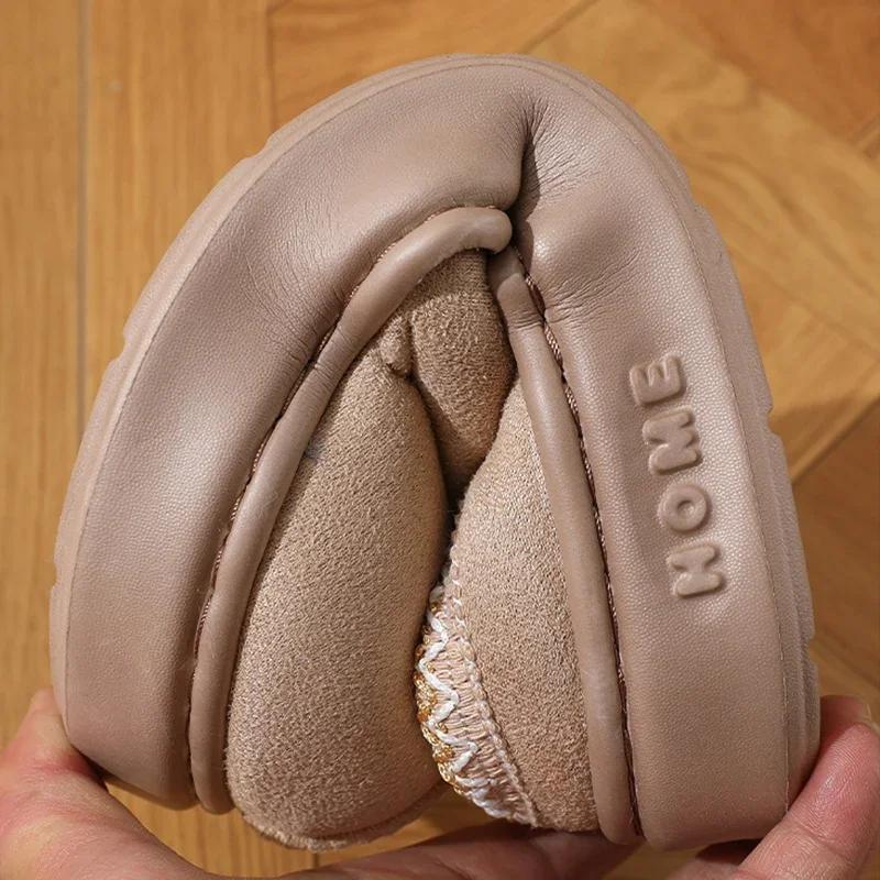 Fashion 2024 Winter Unisex Platform Fluffy Slippers Women Plush Warm Home Cotton Shoes Woman Comfort Soft Sole Non Slip House Slippers