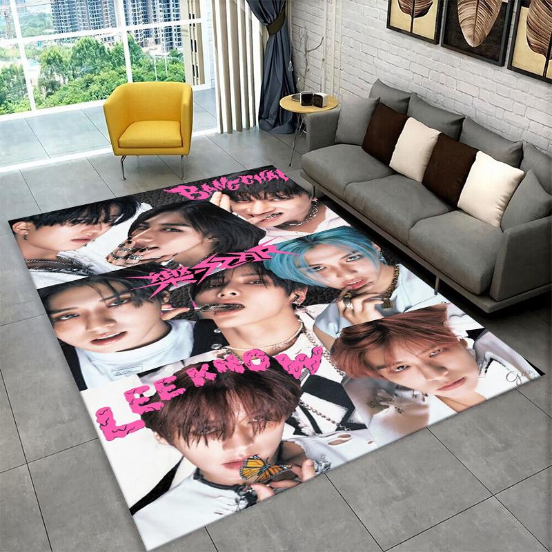 Kpop Stray Kids Music Star Carpet Rug for Playroom Bedroom Living Room Sofa Home Decor,kid Area Rug Non-slip Floor Mat Gift