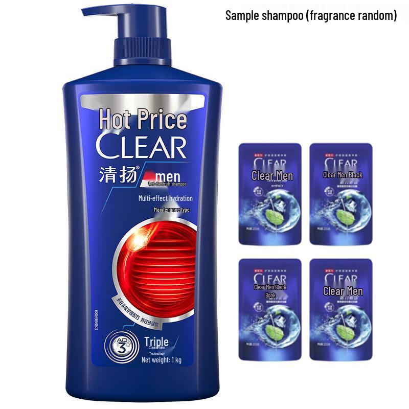 

CLEAR Men Anti-Dandruff Multi-Effect Hydrating Shampoo, 1000G + 4x200g Bundle