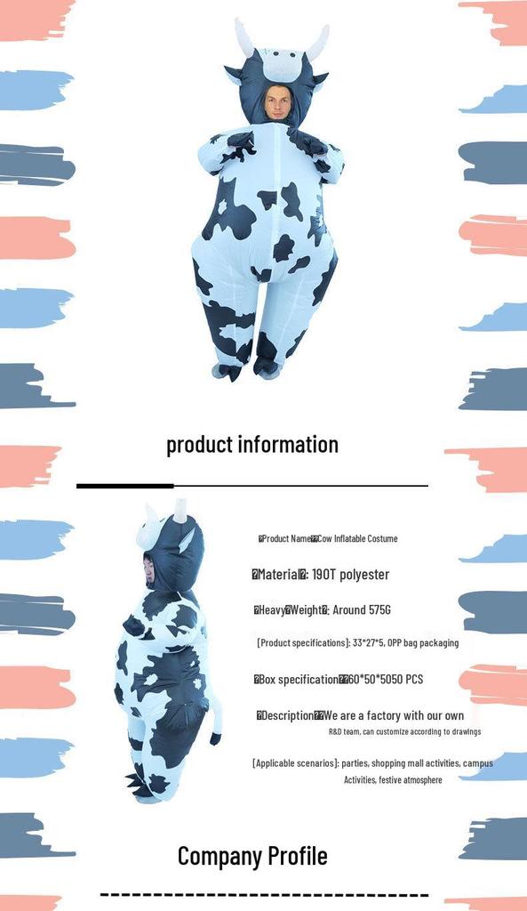 Disfraz de Mascota Inflable de Vaca para Festival de Halloween - Cosplay Creativo y Accesorios para Fotos